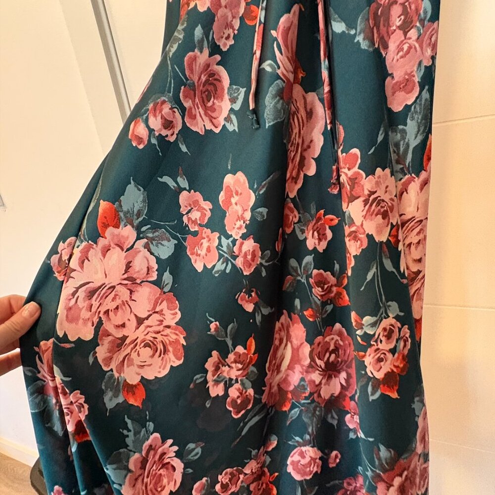Teal Free People Satin Slip Dress